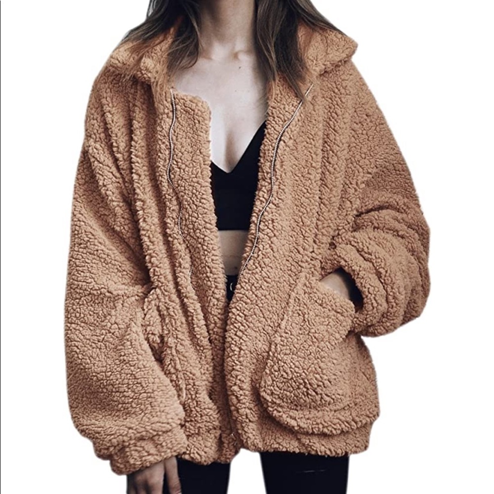 Amazon ECOWISH Fleece Fuzzy Faux Shearling Jacket